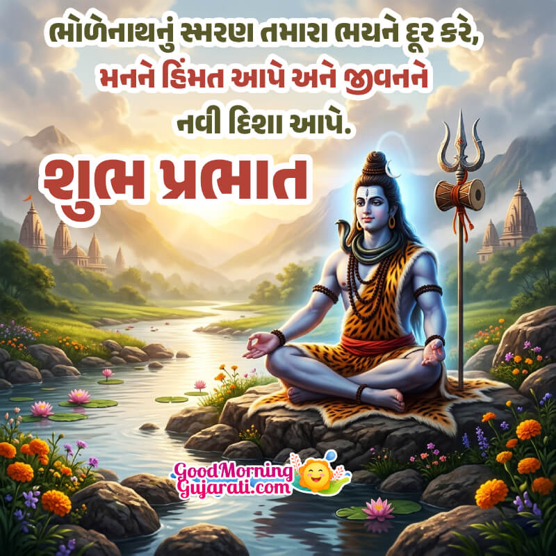 Shubh Prabhat Bholenath Best Wish Pic In Gujarati