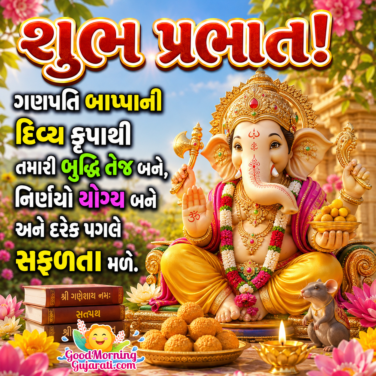 Shubh Prabhat Ganpati Bappa Lovely Message Image In Gujarati