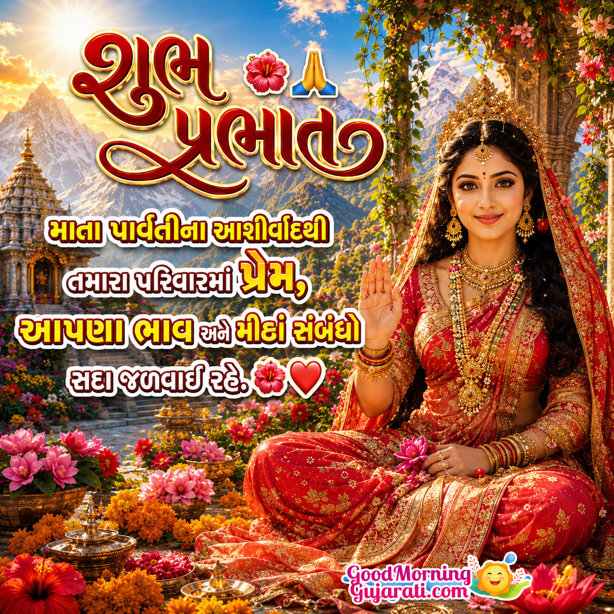 Shubh Prabhat Maa Parvati Blessing Pic In Gujarati
