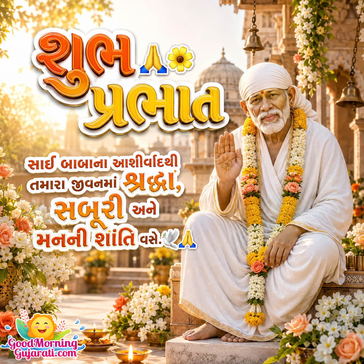 Suprabhat Sai Baba Ji Blessing Pic In Gujarati